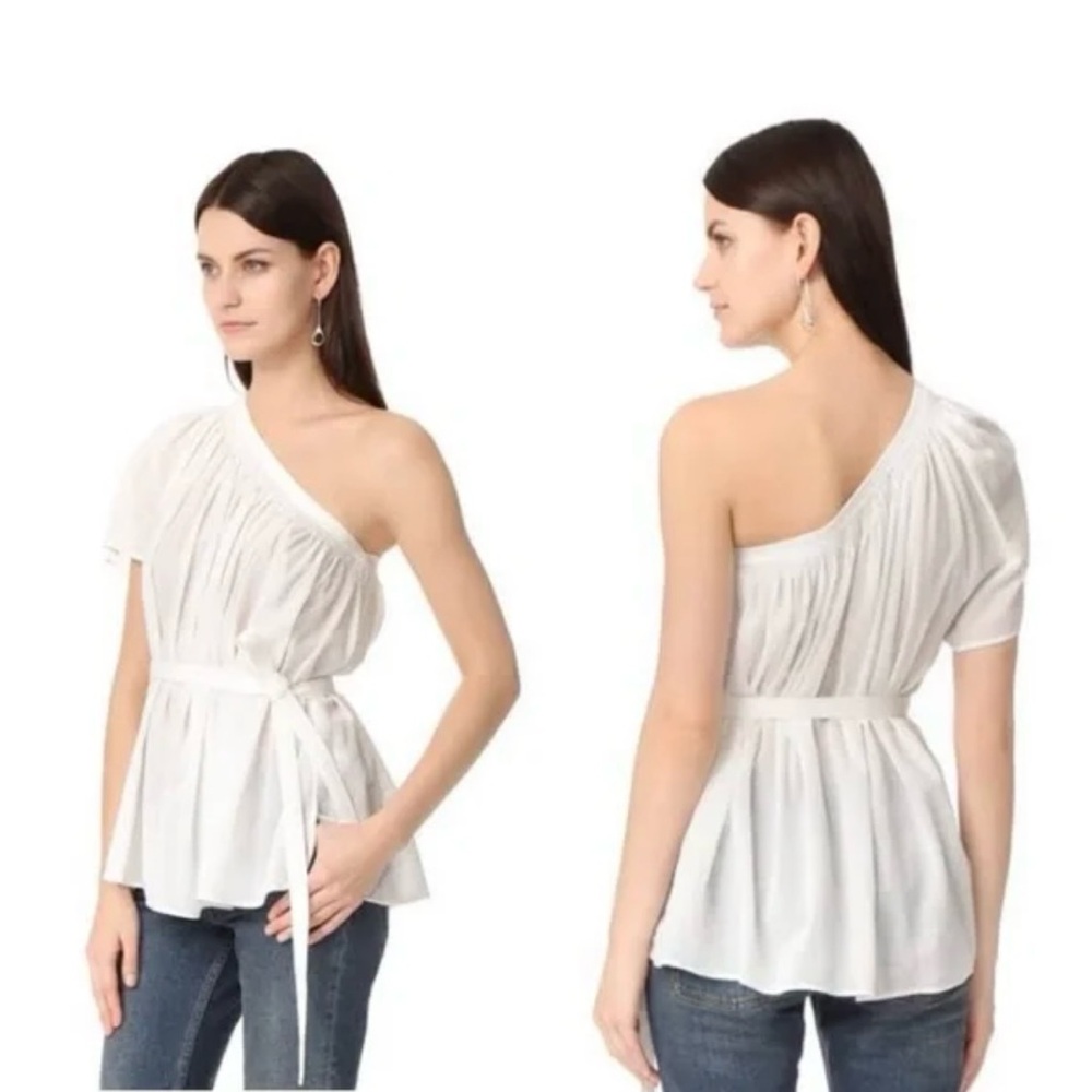 Helmut Lang White One Shoulder Top